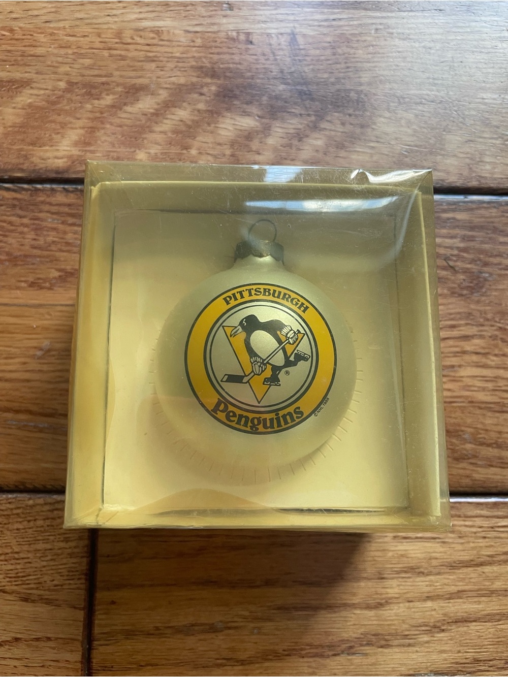 Vintage NHL Pittsburgh Penguins Gold and Black Logo Ornament